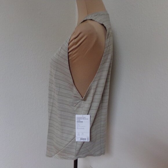 Cloudlight Striped Muscle Tank Whisper Strpe and Shadow Olive - Picture 4 of 5